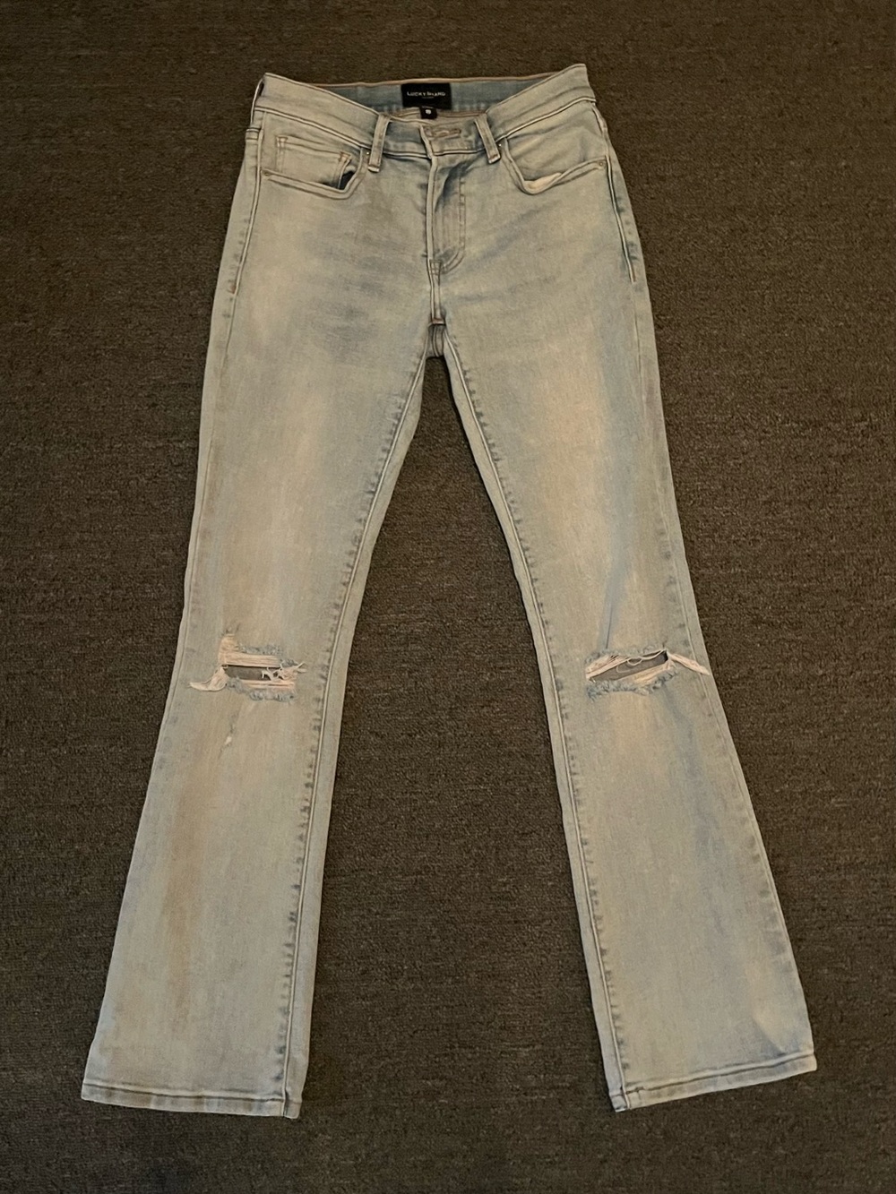Lucky Brand Sweet Mid Rise Boot Jeans with Knee Rips